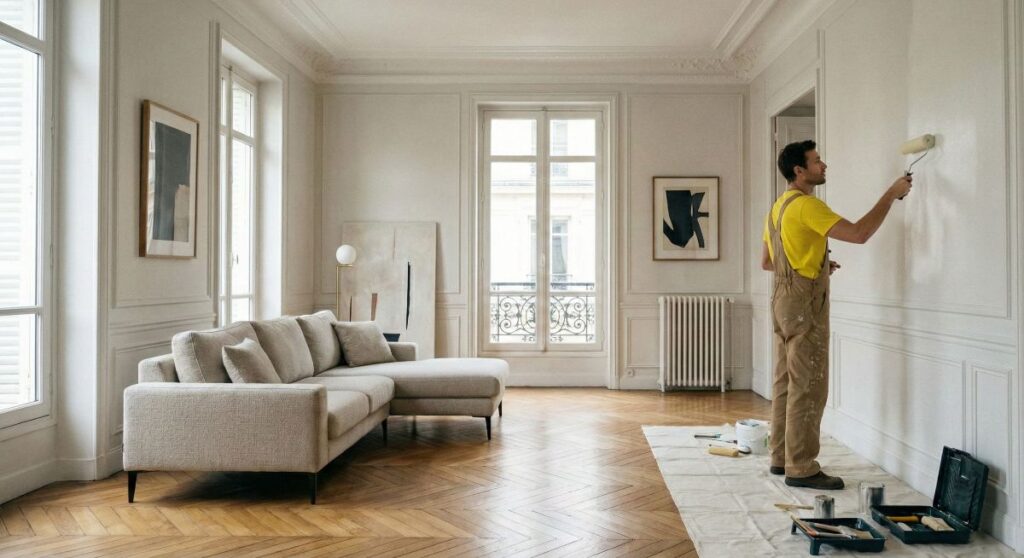 Professional mist coat for new plaster walls